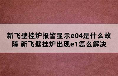 新飞壁挂炉报警显示e04是什么故障 新飞壁挂炉出现e1怎么解决